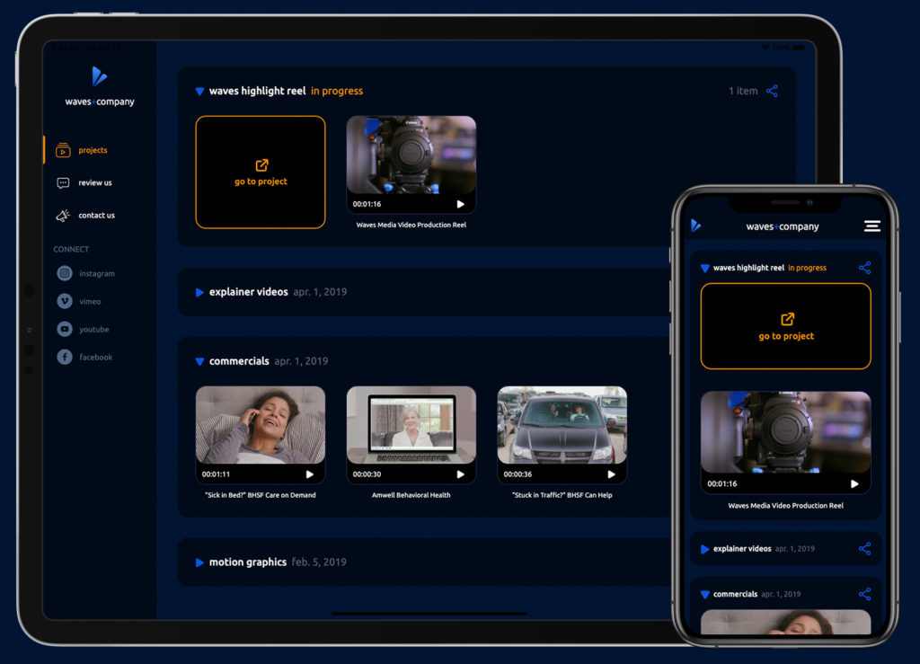 Waves Media Delivery Page Screenshot